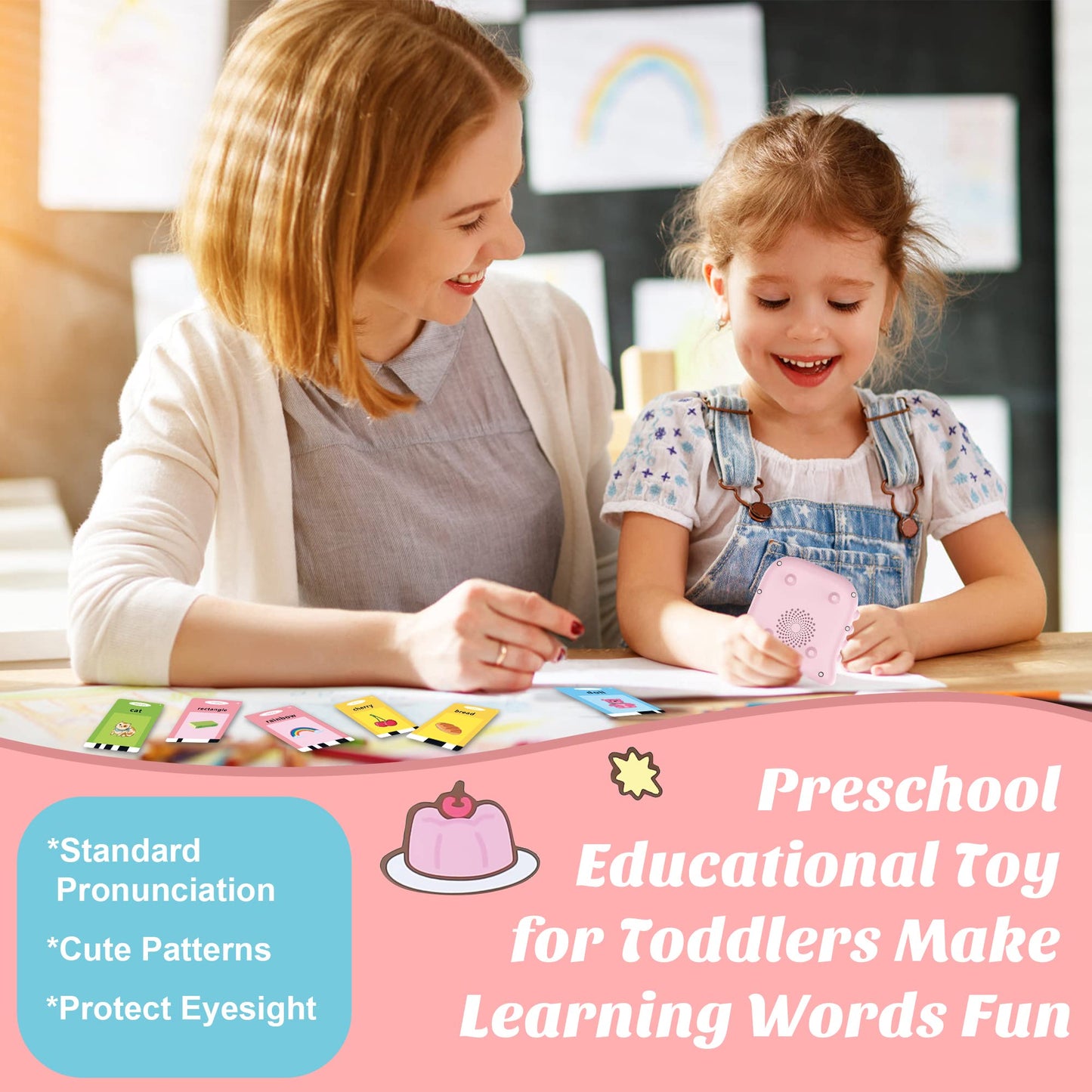 Talking Flash Cards For Toddlers 1-3,Toddler Toys With 384 Sight Words, Montessori Autism Sensory Toy, Pocket Speech Therapy, Le