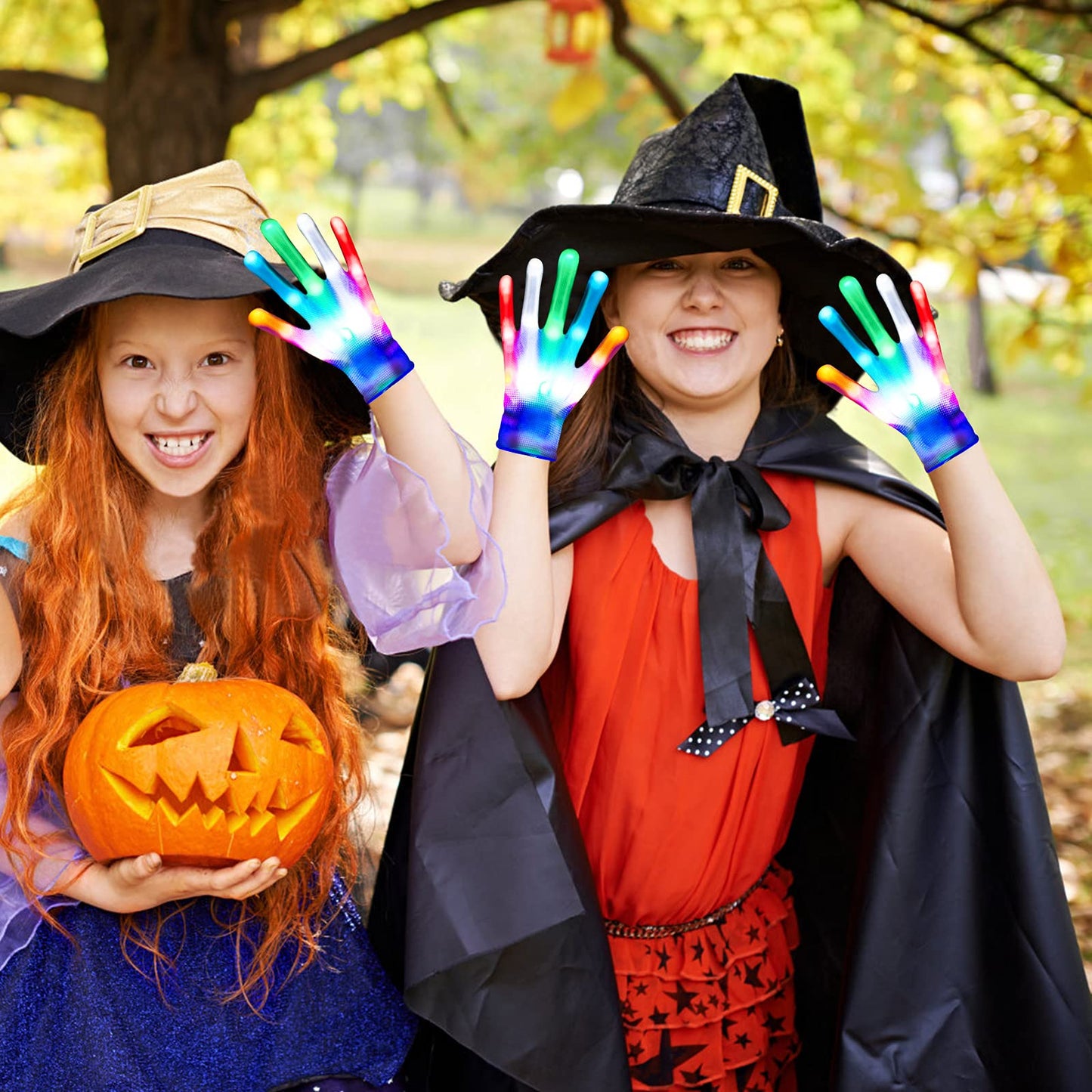 Viposoon LED Light Up Gloves for Kids, Medium (Age 6-12), Perfect for Easter, Halloween, Christmas, and Birthdays