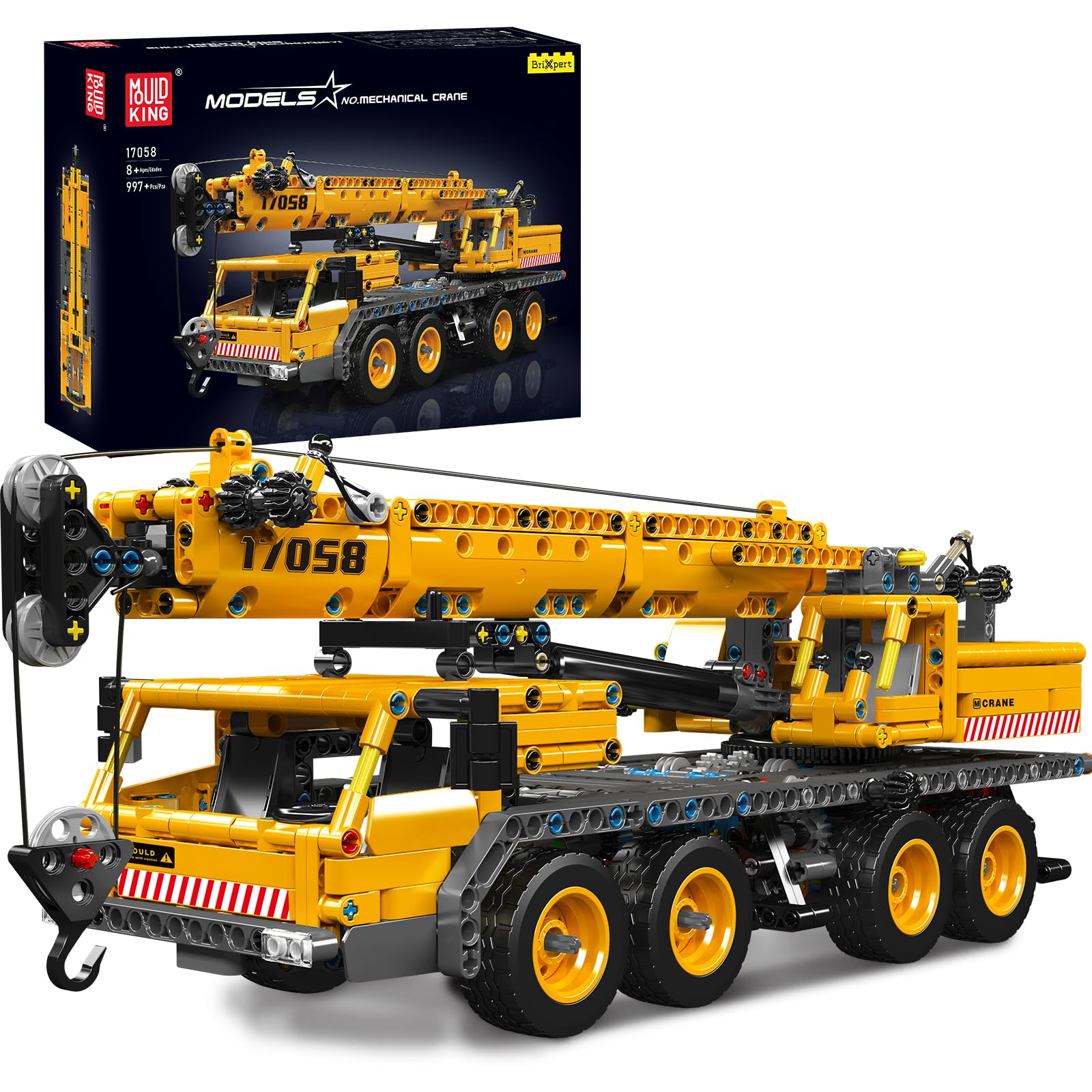 Mould King 17058 City Mobile Crane Truck Toy Building Set  Construction Vehicle Model Blocks Kit for mature-themeds  Toys Gifts for Kids Children  Playset for Boys and Girls Ages 8+(997 Pieces)