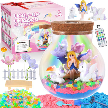 Kids Unicorn Terrarium Crafts Kit, Remote Control 13-In-1 Led Night Light Up Color, Unicorn Birthday Gifts Toys For Girls, Diy U