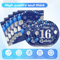 41Pcs 16Th Birthday Decorations For Boys Navy Blue Silver 16 Years Old Birthday Decorations Sweet 16 Plates Napkins Tablecloth F