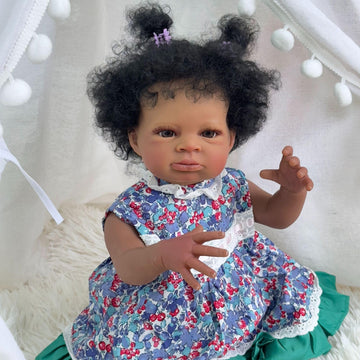 Reborn Baby Dolls Black Girl 20 Inch Soft Body Realistic-Newborn African American Real Life Baby Dolls Open Eyes Best Birthday G