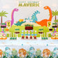 Lilwemen 3 Pieces Dinosaur Birthday Party Tablecloth Decorations, Dinosaur Theme Party Tablecovers, Dinosaur Party Supplies, Din