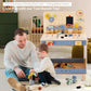 Deluxe Wooden Toy Workbench For Kids, 69 Pieces Tool Playset With Play Tools Set, Storage Space, Tool Bench, And Educational Gif