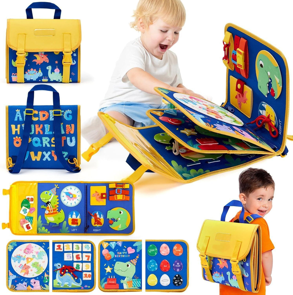 Befunky Toddler Toys Busy Board Book,Montessori Toys For Ages 14, 18 In 1 Preschool Learning Activities With 12 Life SkillsNum