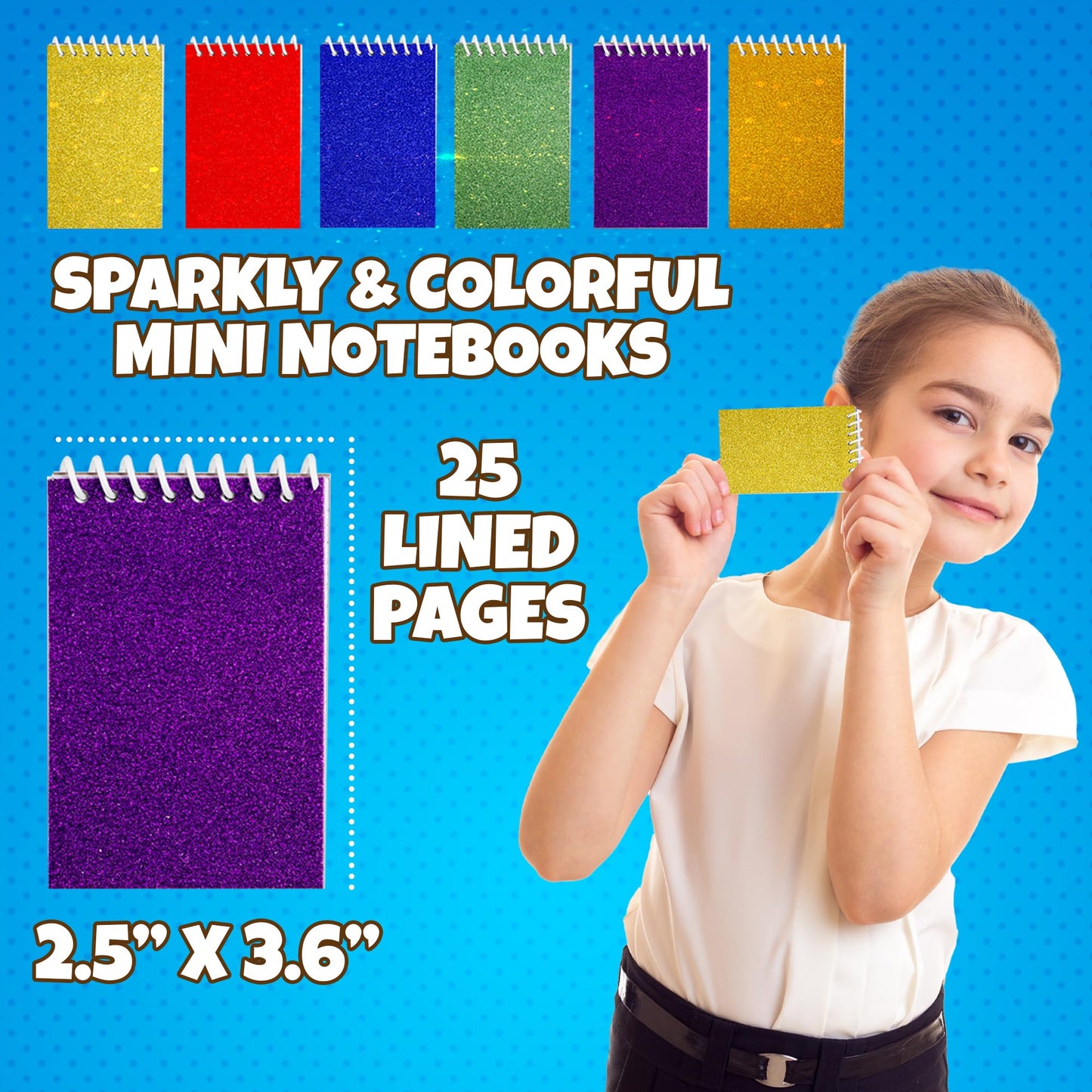 Bedwina Mini Prism Spiral Notepads - (Bulk Pack of 24) Small Pocket Mini Notepads for Kids, 2.5 Inch x 3.6 Inch - Spiral Sketch