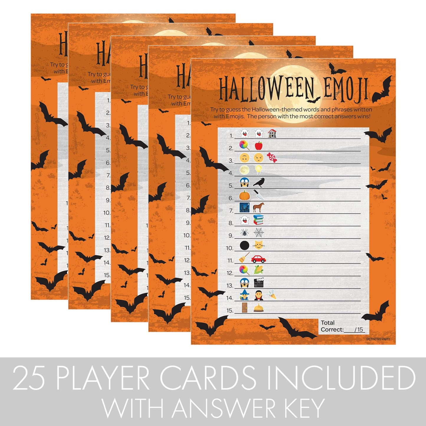 Distinctivs Halloween Party Emoji Guessing Game - Halloween Party Game And Activity For Kids - Fun School Activity - 25 Players
