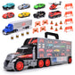 DICKIE TOYS - Truck Carry Case Playset 1:64 Scale Diecast - Hold up to 42 Cars - Includes 7 Cars, Helicopter, Big Rig and 18 Acc