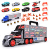 DICKIE TOYS - Truck Carry Case Playset 1:64 Scale Diecast - Hold up to 42 Cars - Includes 7 Cars, Helicopter, Big Rig and 18 Acc