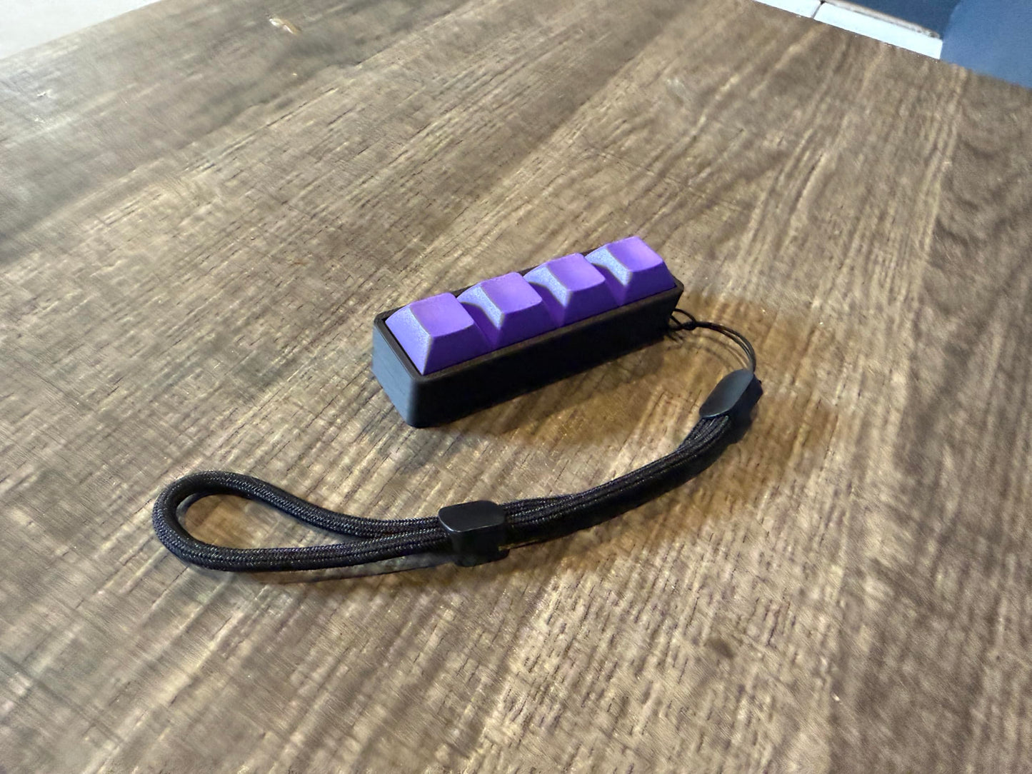 Zkeebs Four-Button Clicky Mechanical Switch Fidget Toy - Plastic, Purple Keycaps, Stress Relief, ADHD - Black Base