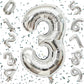 Flyloons 3 number Silver Foil Balloon 16 inch Size Birthday Decoration Items | 3rd Year Balloons | Three