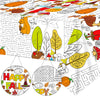 Qyeahkj Giant Thanksgiving Fall Coloring Tablecloth Huge Autumn World Posters Large Color-in Paper Poster Table Cover Arts and C