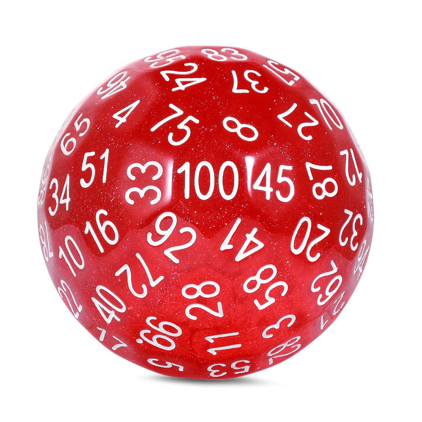 Dndnd Glitter Red Single D100 100 Sided Dice With Velvet Pouch (Glitter Red With White Number)