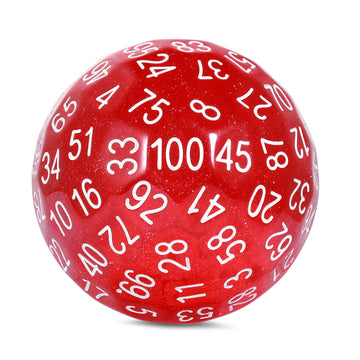 Dndnd Glitter Red Single D100 100 Sided Dice With Velvet Pouch (Glitter Red With White Number)