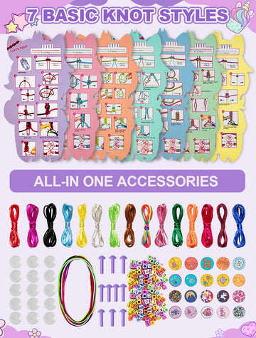 AONTESS Unicorn Bracelet Making Kit for Girls - DIY Jewelry with Beads & String, Small, Purple, Model BZQ-UZ, Ages 6-12
