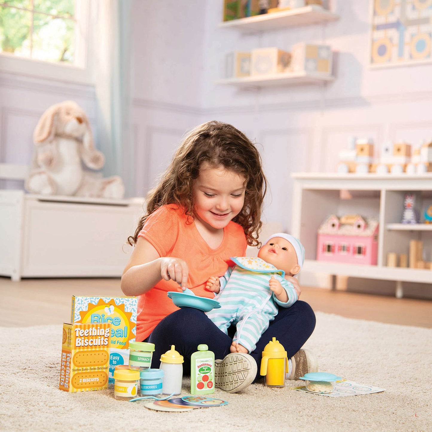 Melissa & Doug Mine to Love Mealtime Play Set for Dolls, 24 pcs, Plastic, Multi, Model 31708