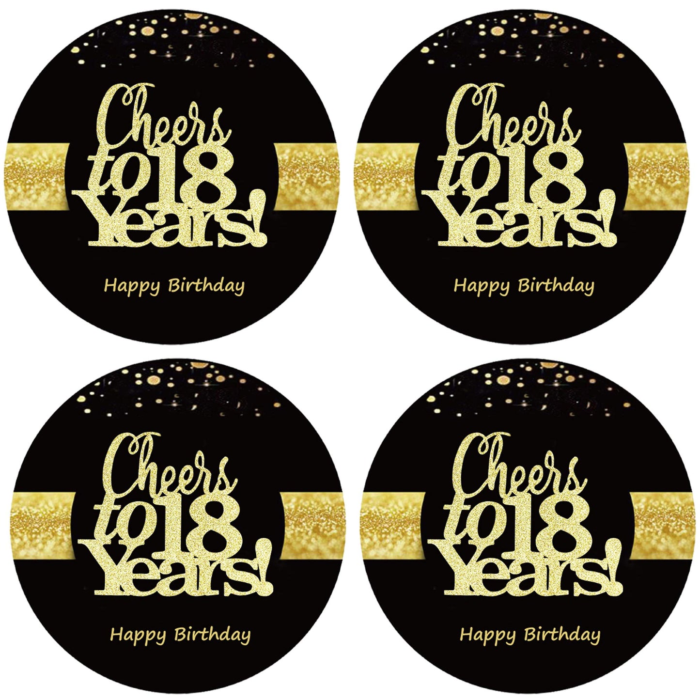 Sumerk 48 Pcs Cheers To 18 Stickers Large Bottle Stickers 18Th Birthday Stickers Card Seals 2 Inches Round Happy Birthday Party