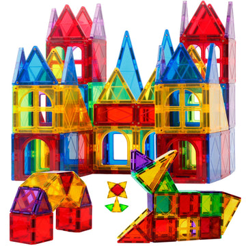 Magblock Magnet Toys Kids Magnetic Building Tiles 100 Pcs 3D Magnetic Blocks Preschool Building Sets Educational Toys For Toddlers Boys And Girls.