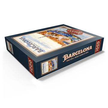 Mypuzzle Barcelona, Spain - Park Gell, Mosaic Mirage At Dusk, Vintage Travel Poster - Premium 1000 Piece Jigsaw Puzzle For Adult