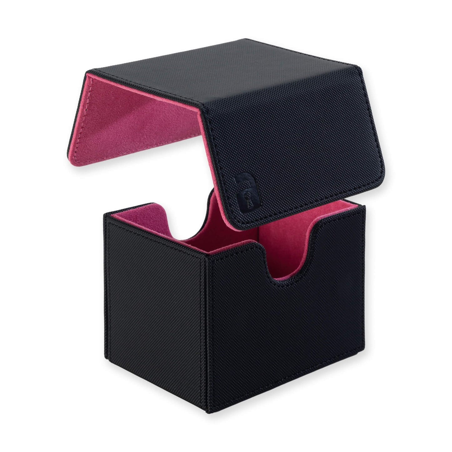 Vault X Exo-Tec® Modular Sideloading Deck Box Module For 100+ Tcg Cards. Detachable Magnetic Lid. Fits Commander & Standard Trading Cards. (Black/Electric Pink)