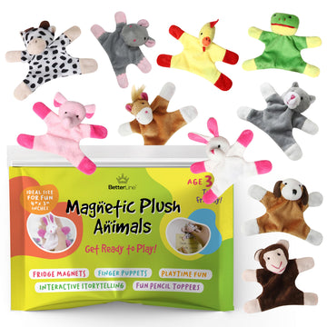 Animal Magnets Toy Set For Refrigerator, Fridge And Board Magnets, Plush Animal Toys (10-Piece Set)