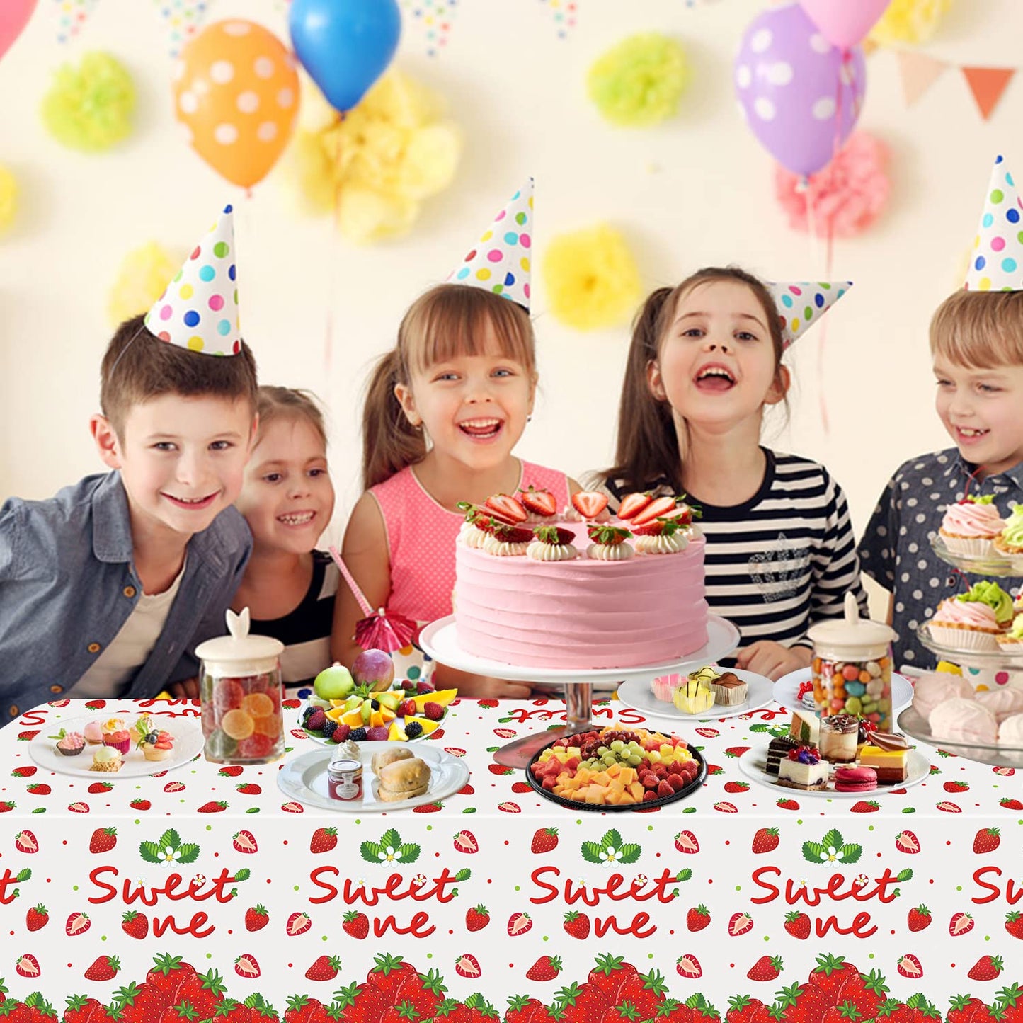 4 Pack Strawberry Tablecloth 51 X 86 Inch Strawberry Tablecloth Strawberry Party Tablecloth Strawberry Birthday Party Table Clot