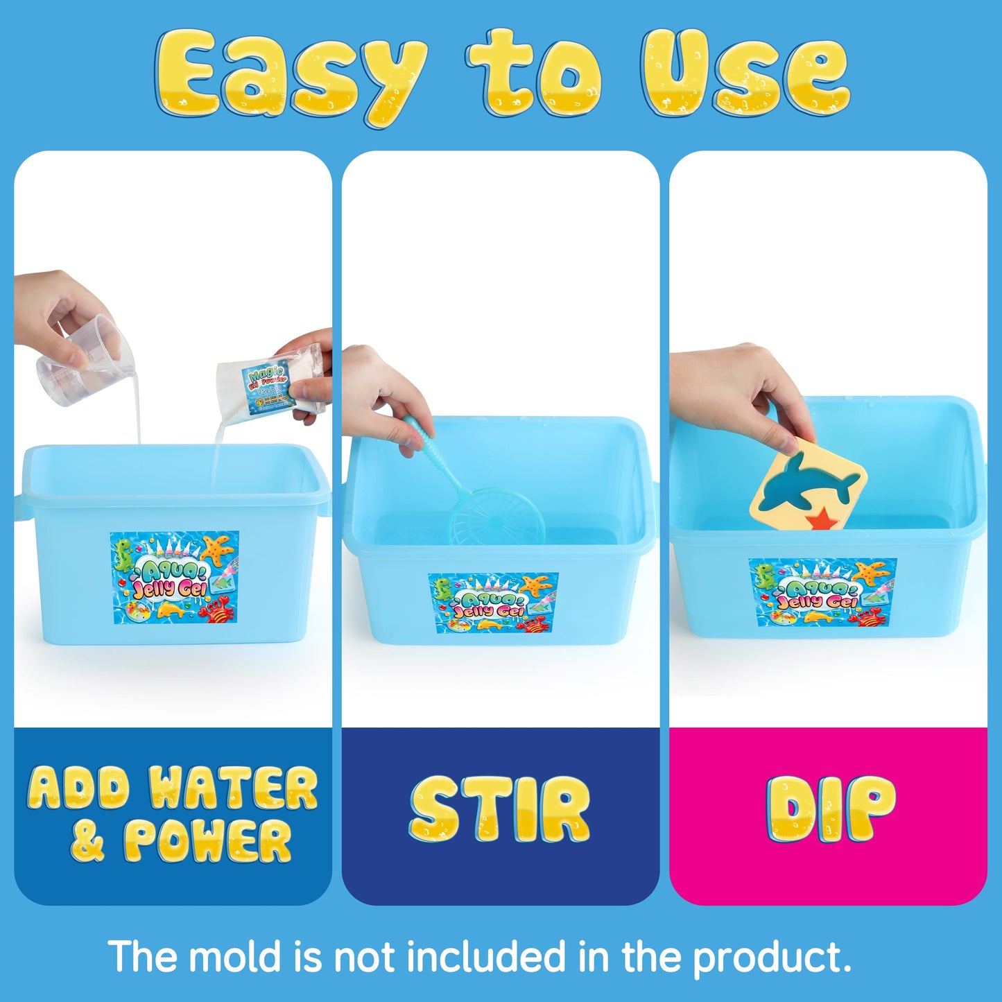 wookidel Magic Water Gel Elf Powder Refill, Aqua Fairy Water Gel Kit Refill with 6PCS Elf Powder and 6 PCS Magic Gels, Aqua Jell