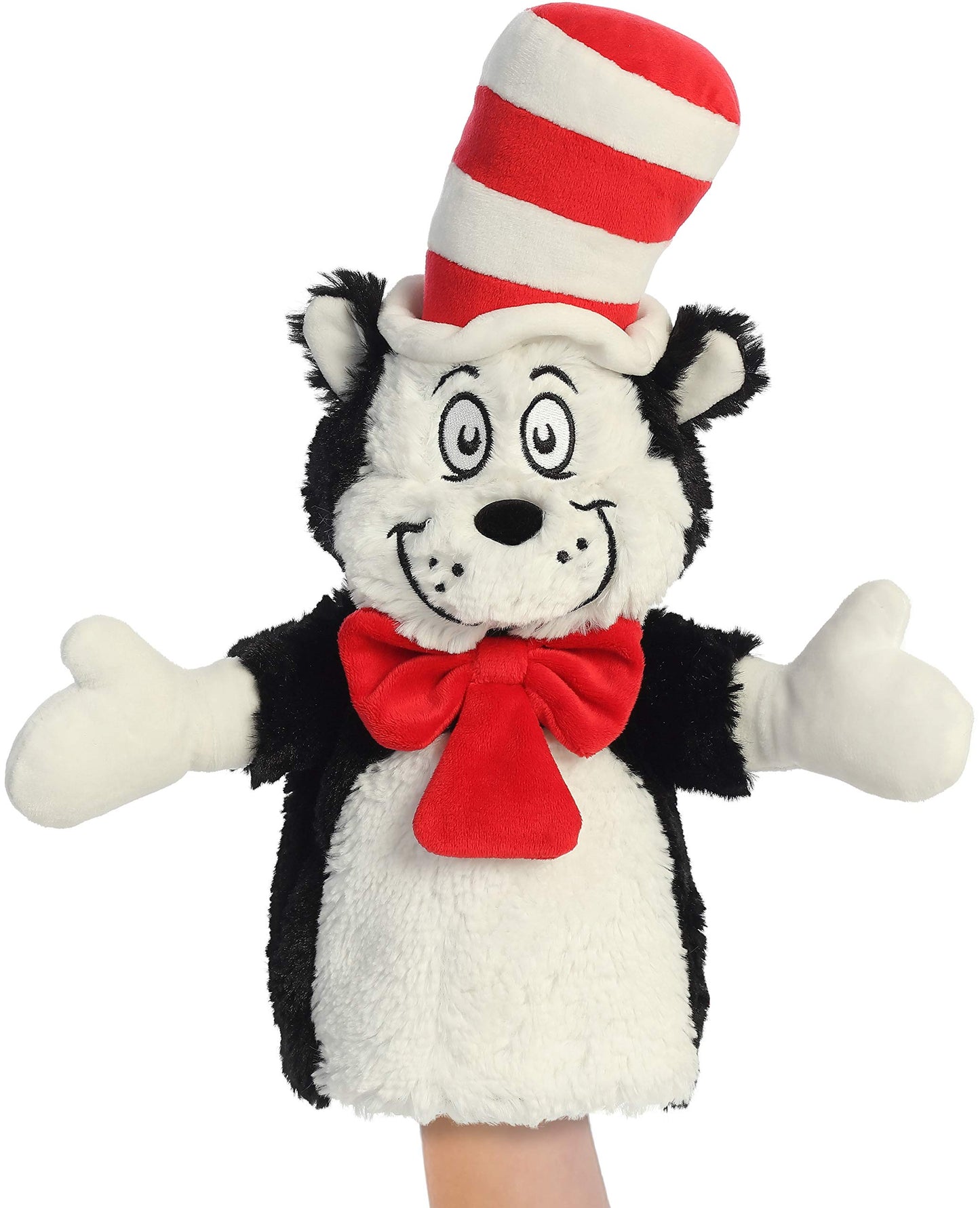 Aurora® Whimsical Dr. Seuss™ Cat In The Hat Hand Puppet Stuffed Animal - Magical Storytelling - Literary Inspiration - Multicolor 14 Inches