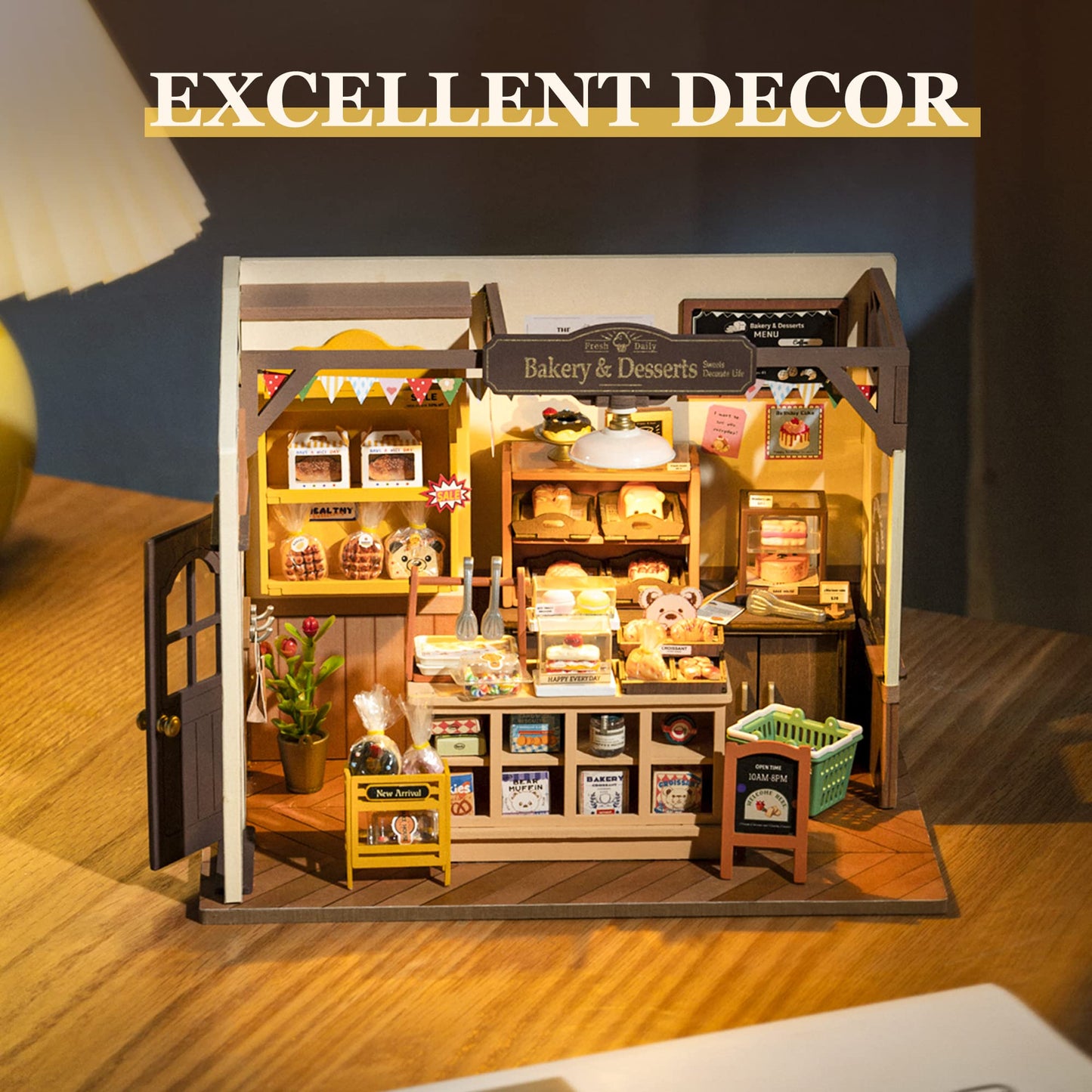 Robotime Miniature House Kit Diy Mini Dollhouse With Accessories Tiny Store Making Kit With Led Light Hobby Birthday Gifts For Kids & Adults