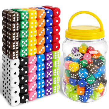 120 16Mm 6 Sided Dice Set,Standard Game Dice Kids,Colored Dice With Storage Bucket Opaque For Board Games,Dice Games,Math Dice,C