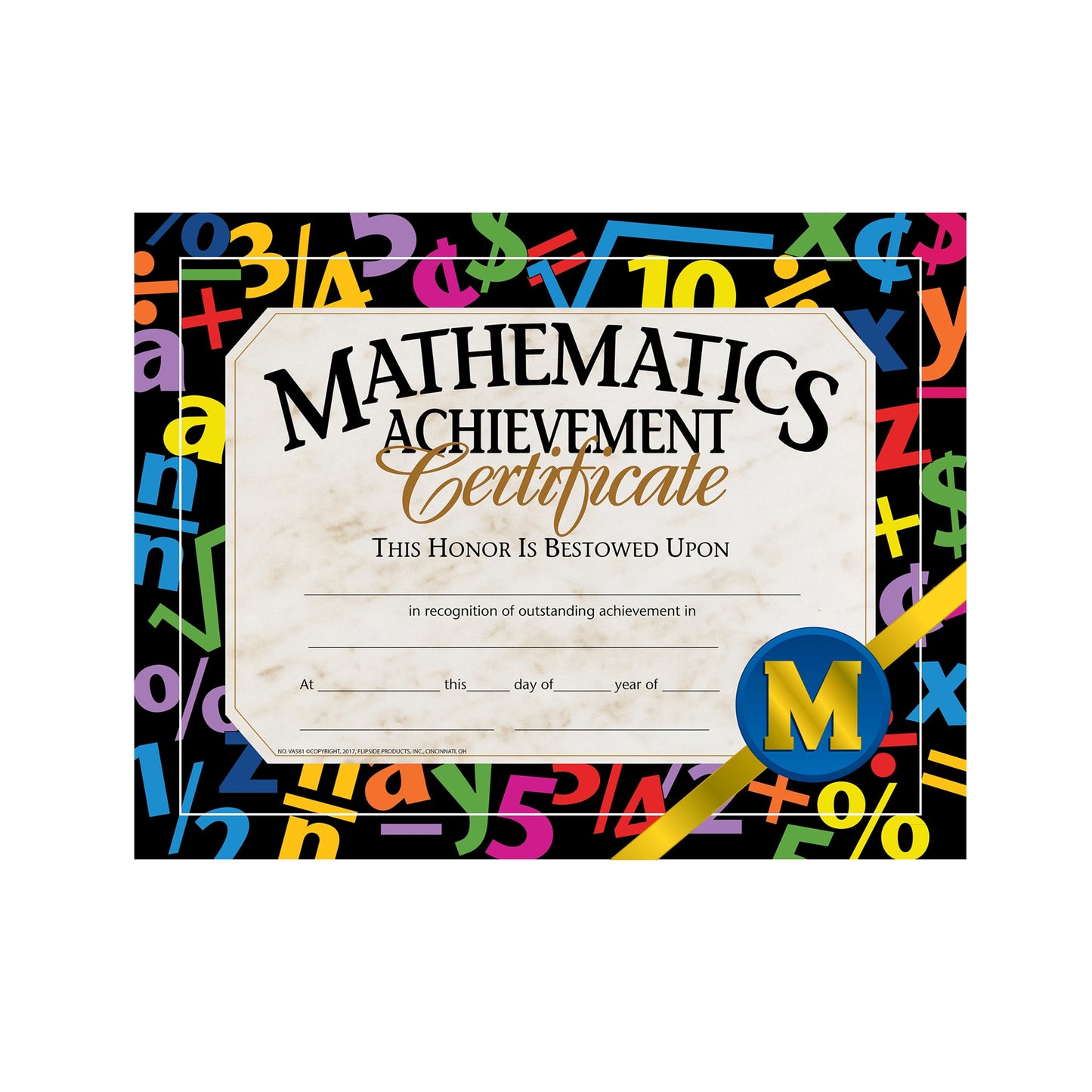 Hayes Mathematic Achievement Certificate, 8.5'' X 11'', Pack Of 30