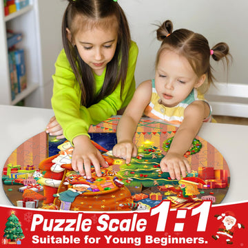 Christmas Floor Puzzles For Kids Age 4-8, 70Pcs Large Christmas Jigsaw Puzzles For Kids Age 8-10, Learn Educational Toys Xmas Gifts For Kids Boy Girls