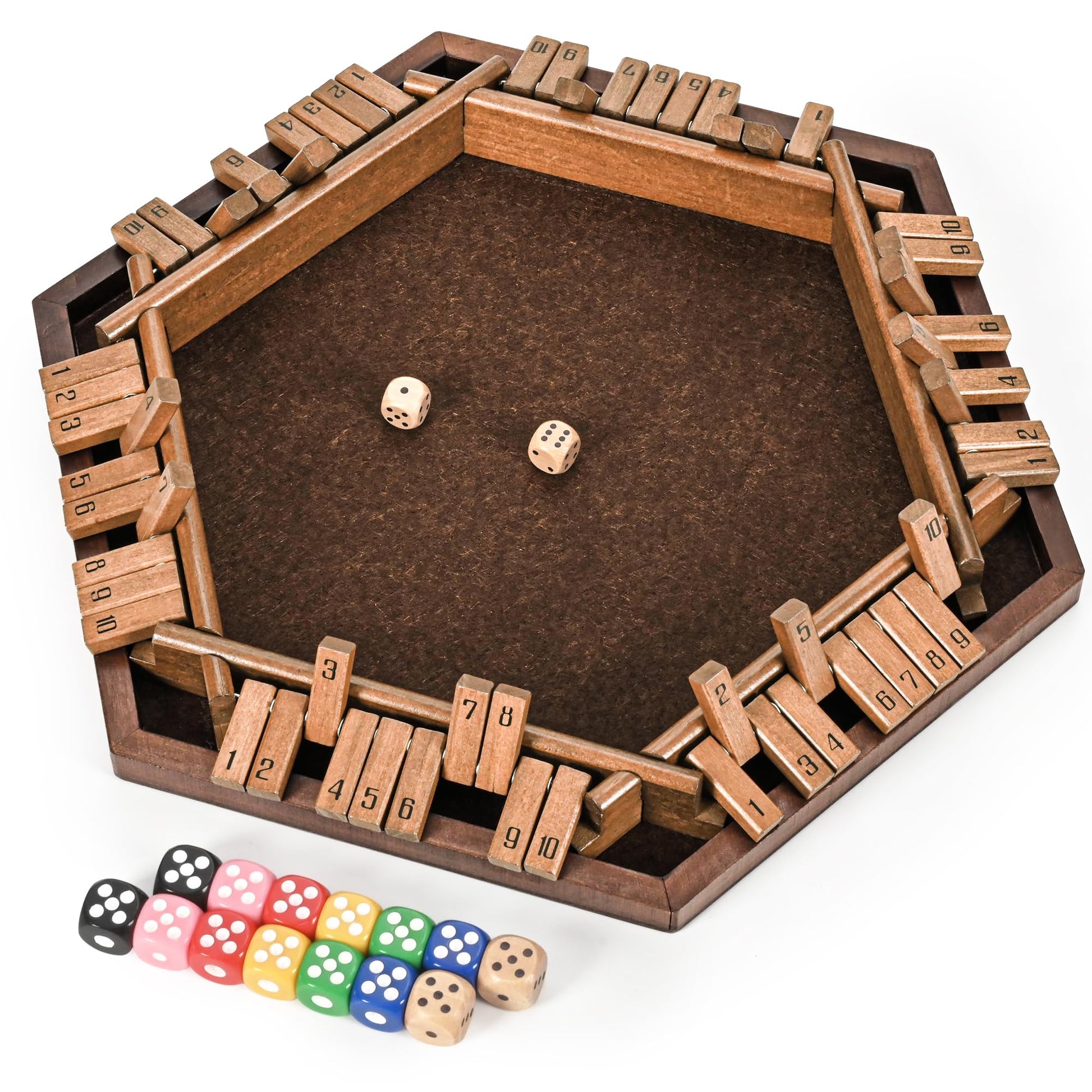 ropoda 6-Way Shut The Box Game  Upgraded 1-6 Player Shut The Box for mature-themed and Kids  Shut The Box Game Wooden Dice Game -Addition Training  Fun for Family Game Night-Vintage Style