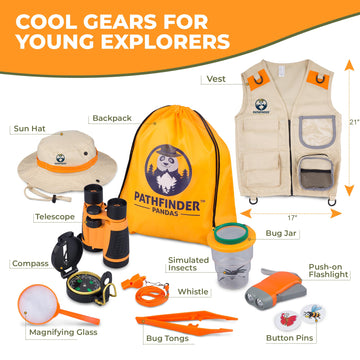 Kids Explorer Kit With Safari Vest & Hat For 7+ Year Old Boys & Girls - Safari Costume Kids, Zoo Keeper, Paleontologist, Bug Kit