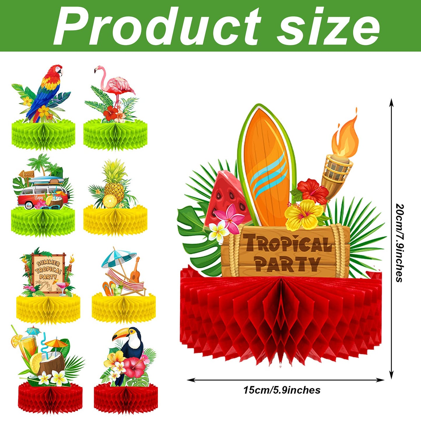 Waydress 9 Pcs Hawaiian Luau Party Decorations Margaritaville Tropical Centerpieces for Tables 6.9 x 8.5 Inches Hawaiian Honeyco