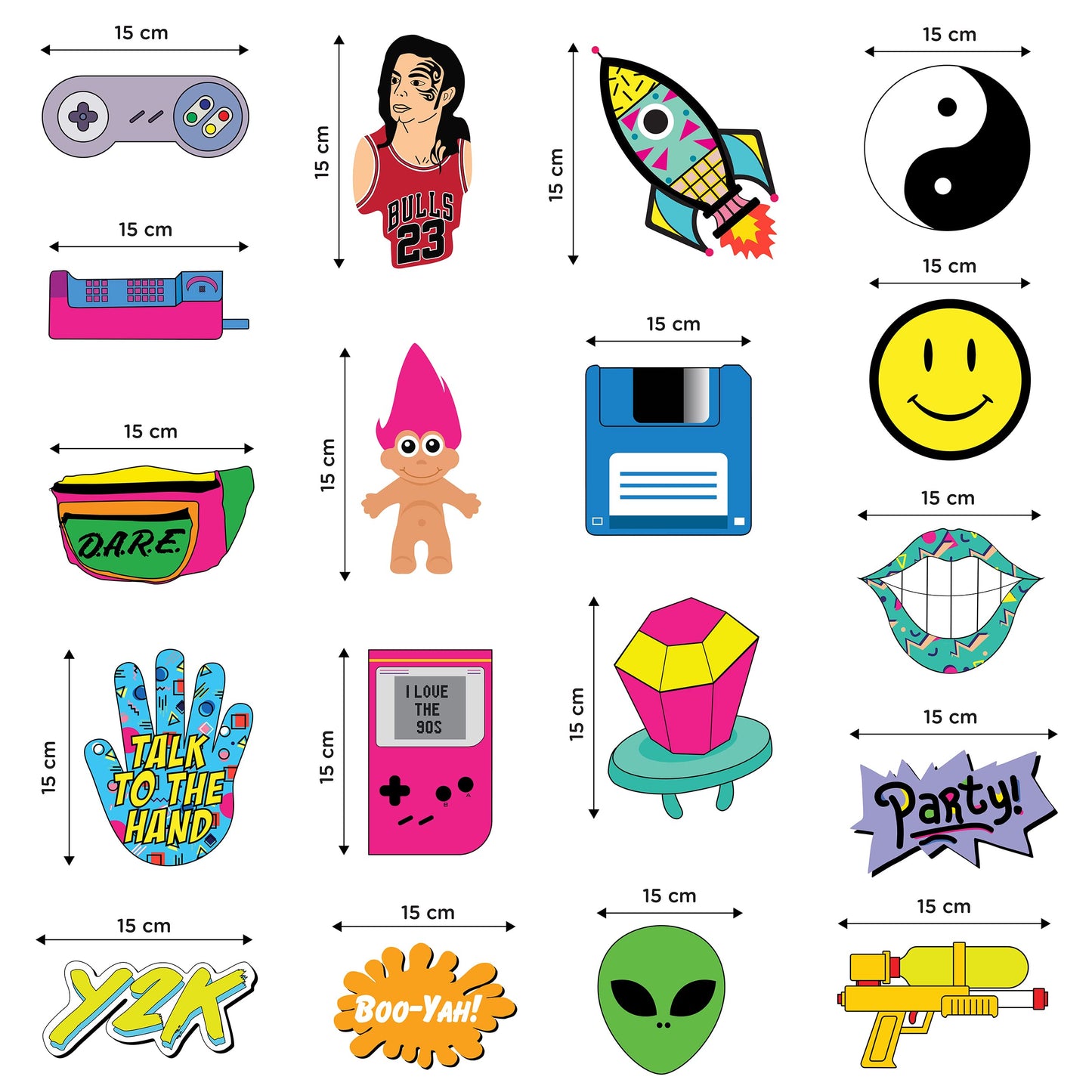 32 Piece 90s Party Hanging Swirls Decorations, Throwback 1990s Themed Party Supplies and Favors