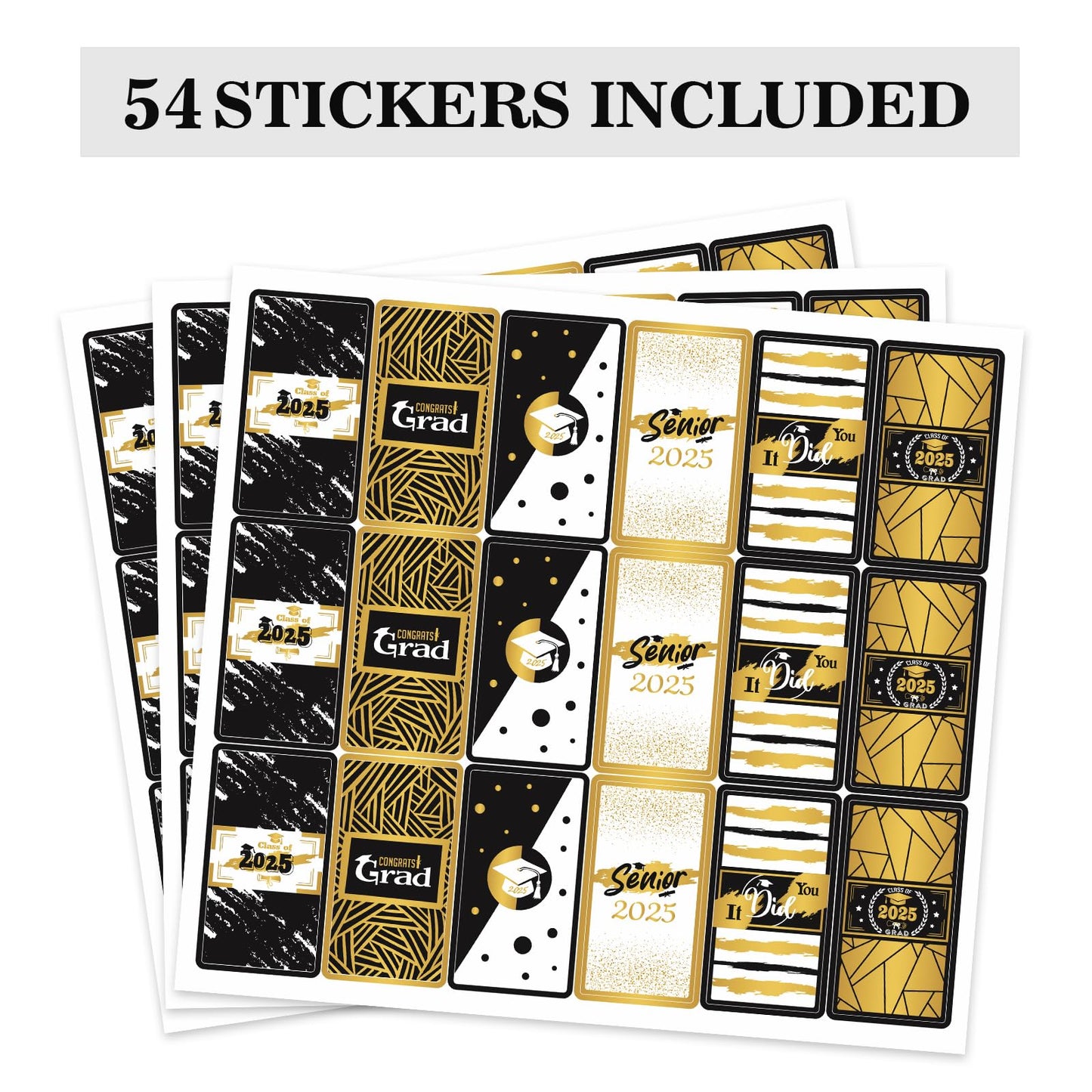 Black and Yellow Class of Senior 2025 Graduation Party Miniature Candy Bar Wrapper,Congrats Grad Stickers Graduation Candy Stick
