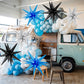 6PCS Star Balloons, 22Inch Large Black Blue Silver Star Balloon Explosion Foil Balloons Cone Spike Balloon for Birthday Graduati