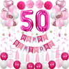 Sweet 50Th Birthday Decorations For Women, Pink And White 50 Happy Birthday Balloons, 50Th Birthday Party Supplies Including Pin