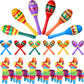 Hungdao 18 Pcs Mexican Fiesta Decor Include 12 Wooden Maracas Bulk 6 Mini Donkey Piatas Mexican Theme Decorations for Maracas Pa