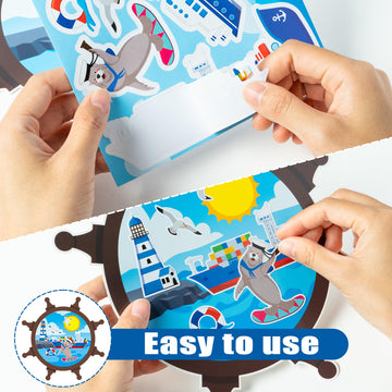 Cy2Side Cruise Scene Stickers Set - Make Your Own Ocean Animals Cruise Scene Stickers Art Craft Diy Cruise Stickers Scene With Sharks Sea Navigation Ship Stickers For Kids Carnival Cruise Party Favor