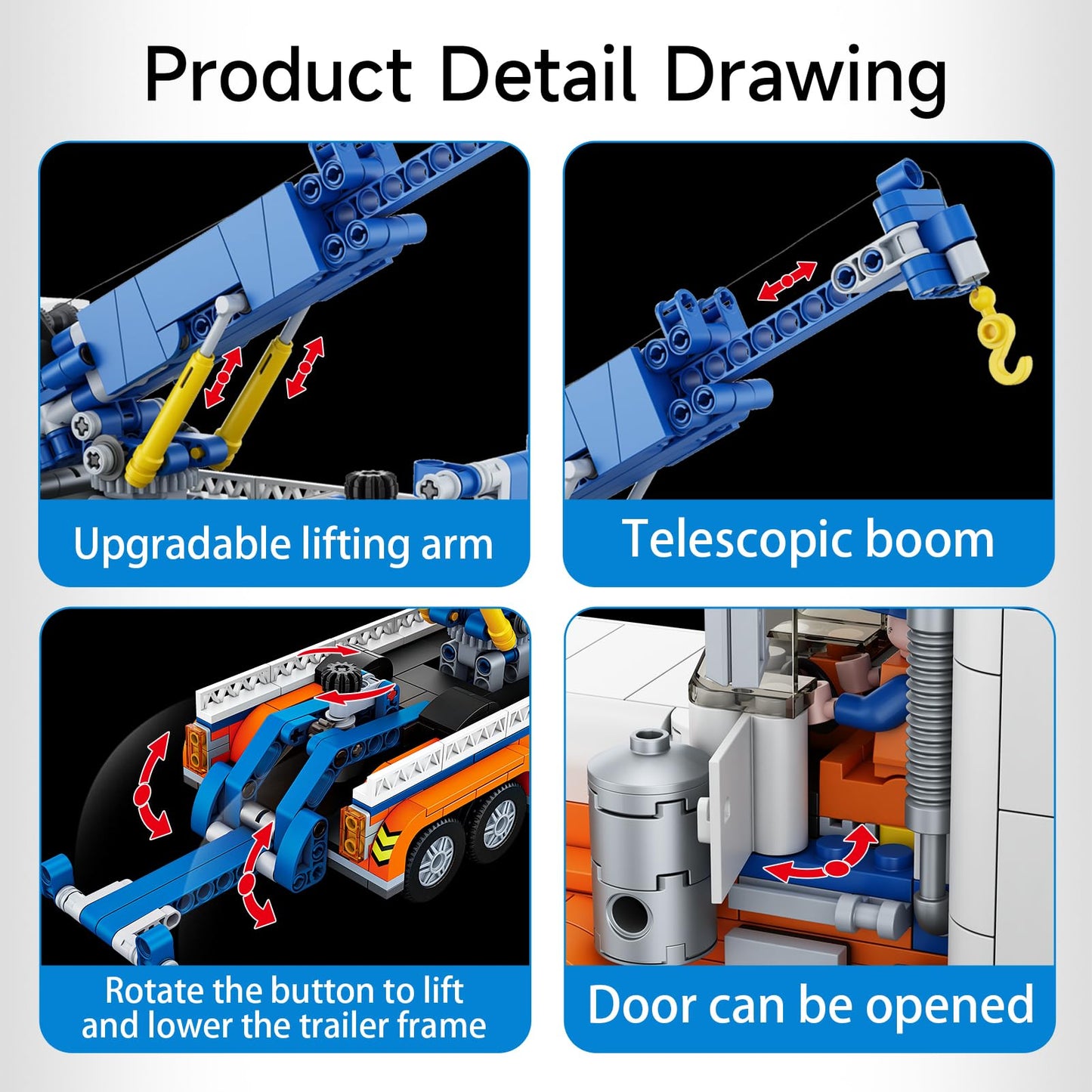 Cdymkf Tow Truck Building Block Set,Road Rescue Vehicle With Crane Toy Model Building Kit,City Crane Construction Vehicles Build