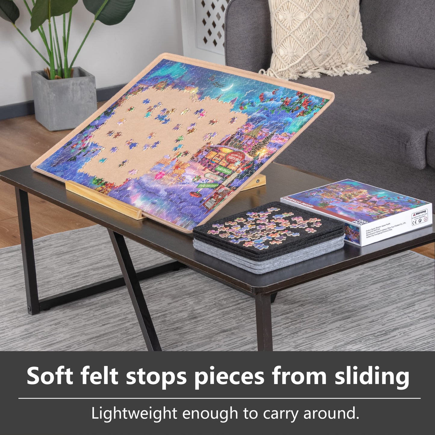 Lavievert Jigsaw Puzzle Board With 6 Sorting Trays, Lightweight Portable Felt Puzzle Mat Puzzle Storage Puzzle Saver For Up To 1