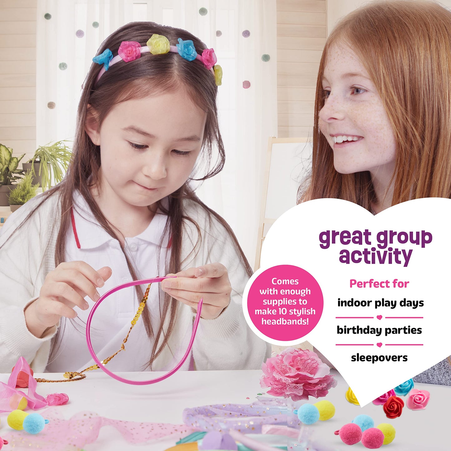 Pretty Me Headband Making Kit - DIY Fashion Accessories for Girls Ages 5-12 - Multicolor Plastic Small Size