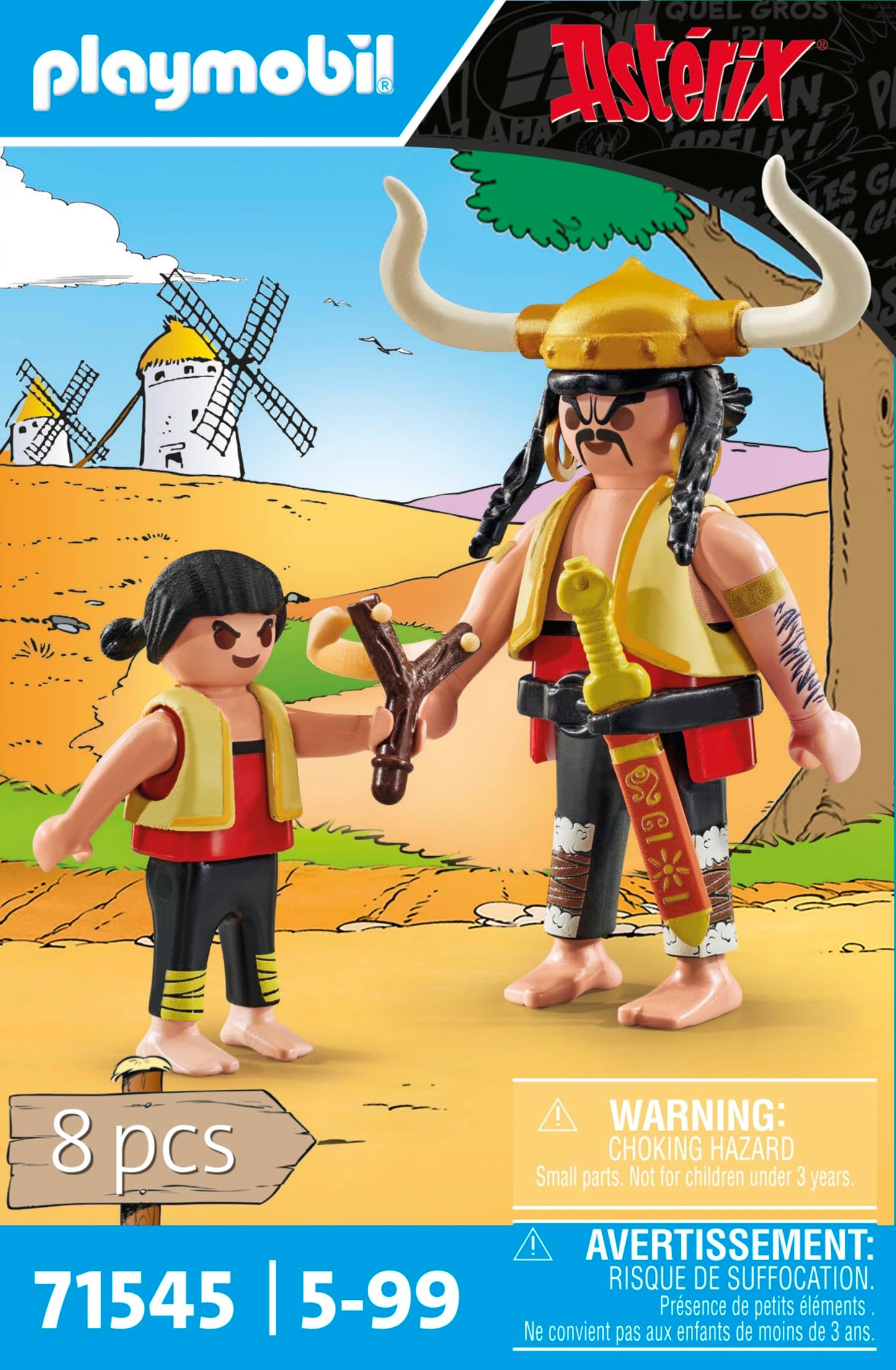 PLAYMOBIL Asterix 71545 Costa y Bravo and Pepe Bold Duo from The Asterix Universe  Includes decorative replica blade and Slingshot  Imaginative Toy for Ages 5 and Up