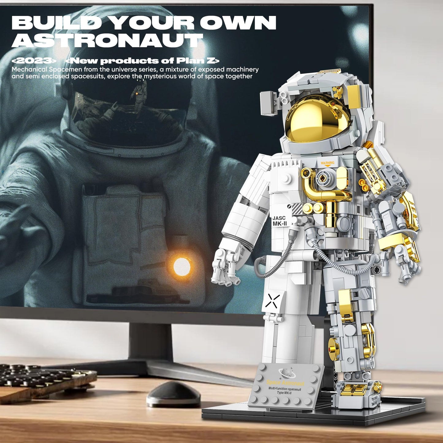 FarBlocked Astronaut Building Block Set - 966Pcs Flexible Space Explorer Toy for Ages 12+, Made of Acrylonitrile Butadiene Styrene