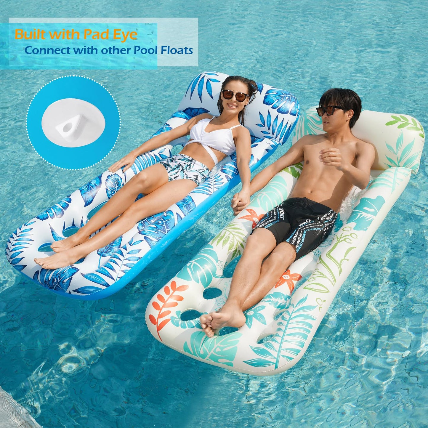 Jasonwell Inflatable Pool Float Lounge - Blue Vinyl Sun Tanning Raft for Adults, Model JX-CPLF-180B, Perfect for Beach and Lake Parties