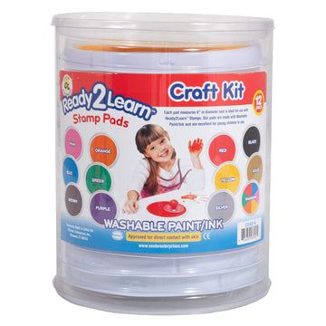 READY 2 LEARN Jumbo Circular Washable Stamp Pads - Craft - Set of 12 Colors - 5.75 dia. - Non-Toxic - Fade Resistant - Ideal Siz