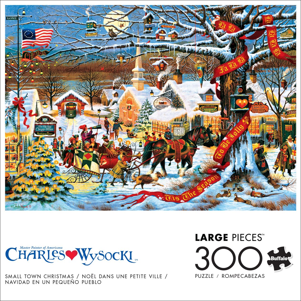 Buffalo Games 300 Piece Jigsaw Puzzle - Small Town Christmas - Multicolor - Challenging Fun for Adults - Model 22624 - 21.25 x 15.00