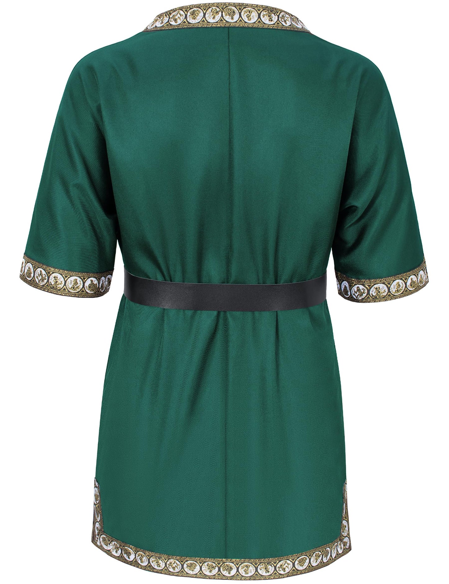 Kids Medieval Costume Boys Viking Tunic Knight Warrior Renaissance Shirts With Belt 8-10 Years Green